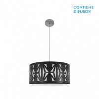 Distribuidor - Lâmpadas Diversas | Colgantes Moderno | COLGANTE KATERINA 2XE27 CROMO/MADERA NEGRA REGX50X50 CM Ref: 177995009